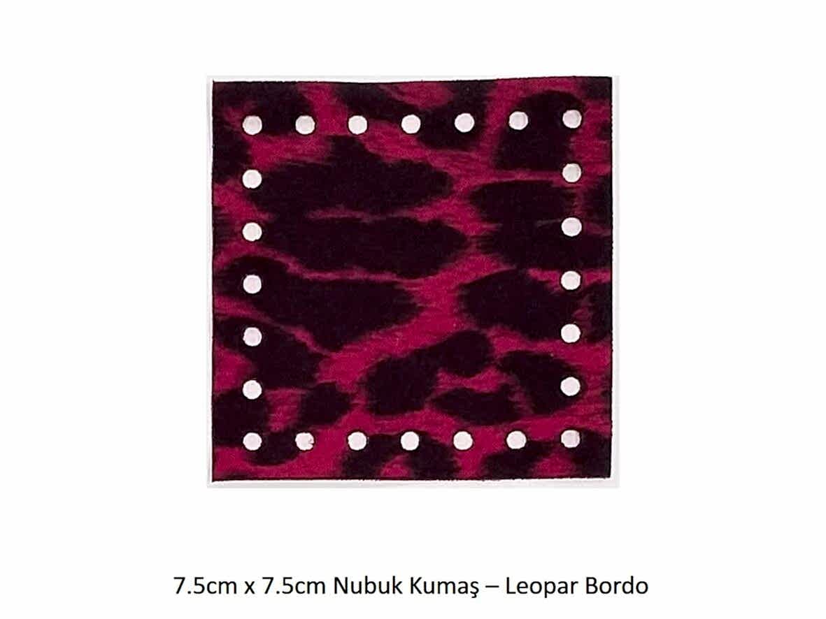 7.5X7.5 NUBUK KUMAŞ 802-LEOPAR BORDO